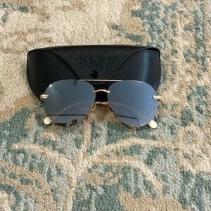 Diff Eyewear Gold Frame, Rose Gold Lens Aviator Sunglasses